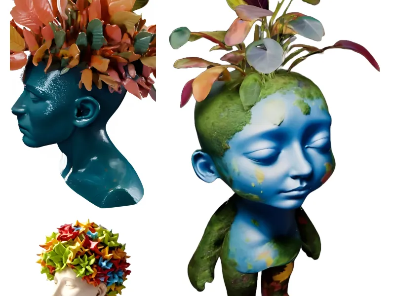 "Blooming Minds" Collection - Artistic Head Planters