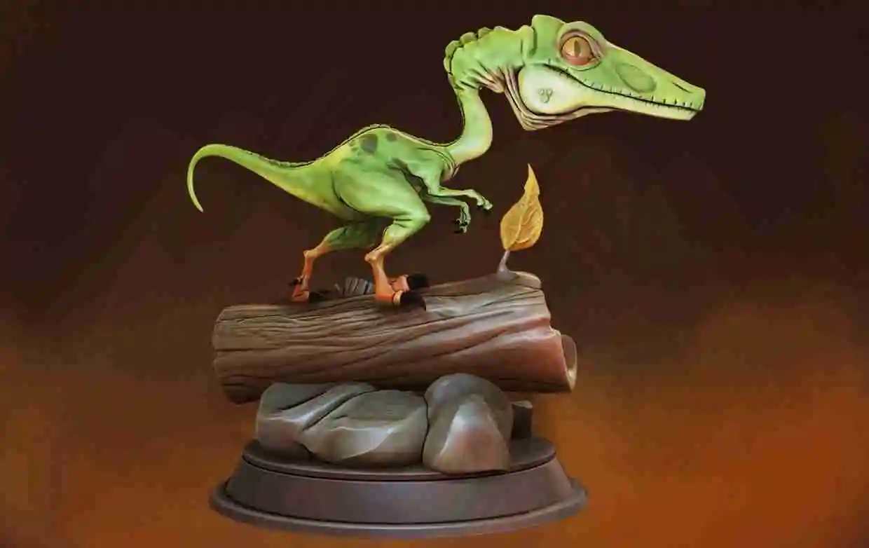 Premium AI Image  Stylized Cartoon Compsognathus 3d Game Character Design