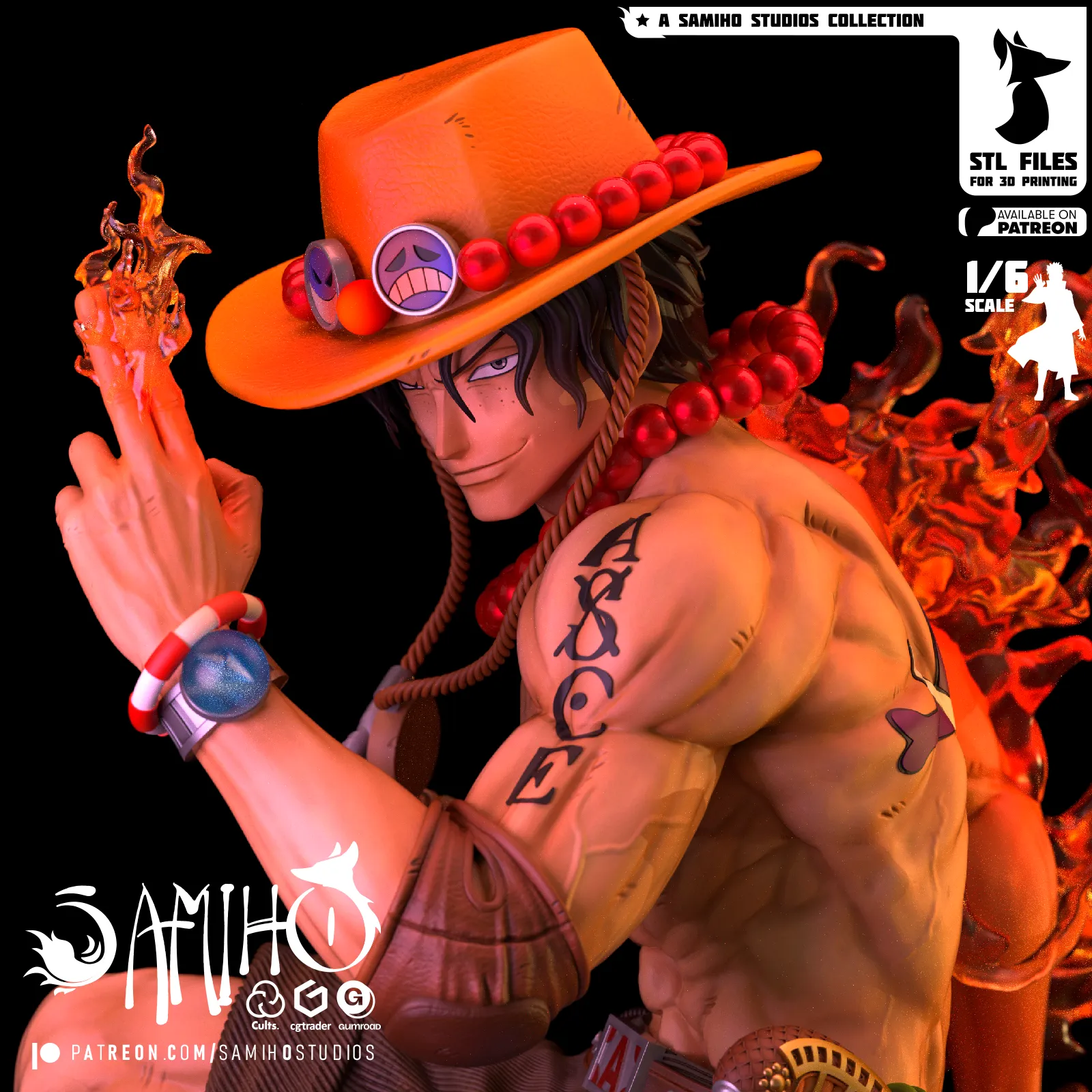 Samiho Studios - Fire Fist Ace: STLs ready for printing