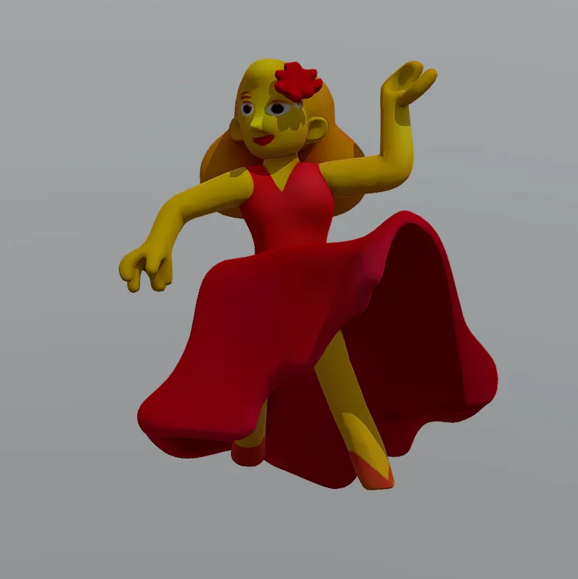 red dress lady emoji Dancing Woman STL & 3MF File for 3D Printing | Characters & Creatures YGroup_2789SJE