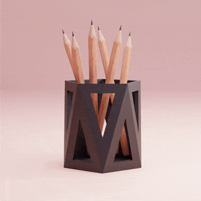 Icosahedron Pencil Holder Geometric Desk Organizer
