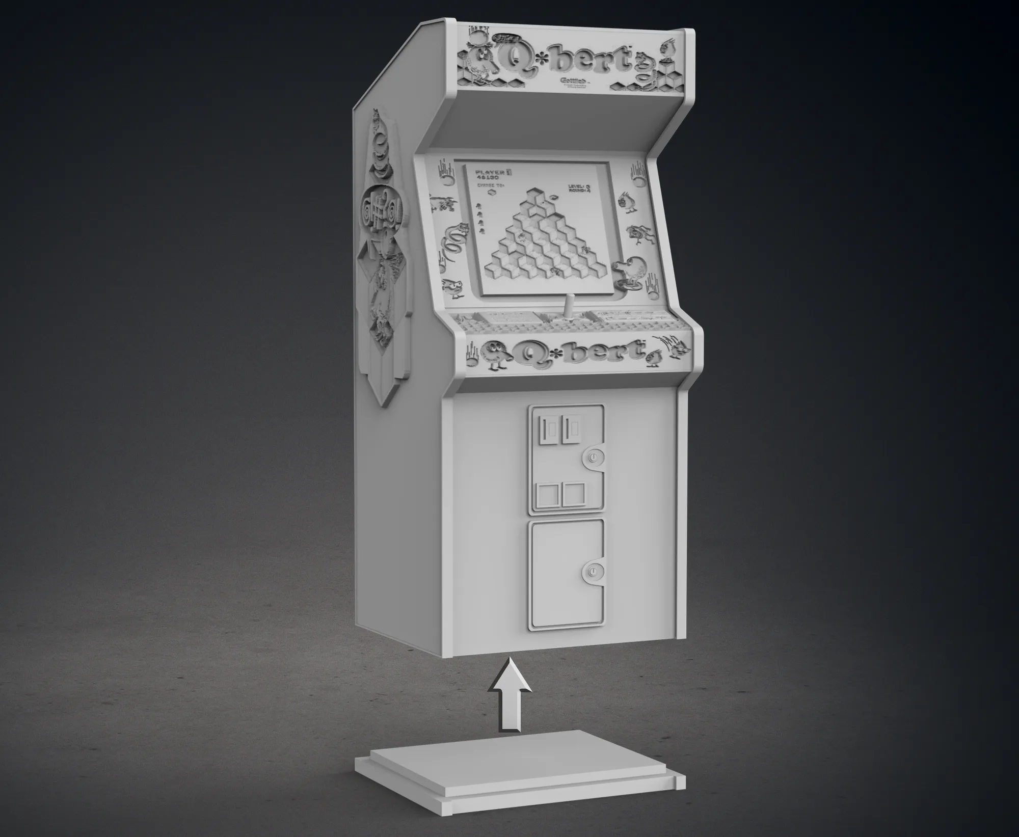 Q-bert Arcade Cabinet with Lithophane
