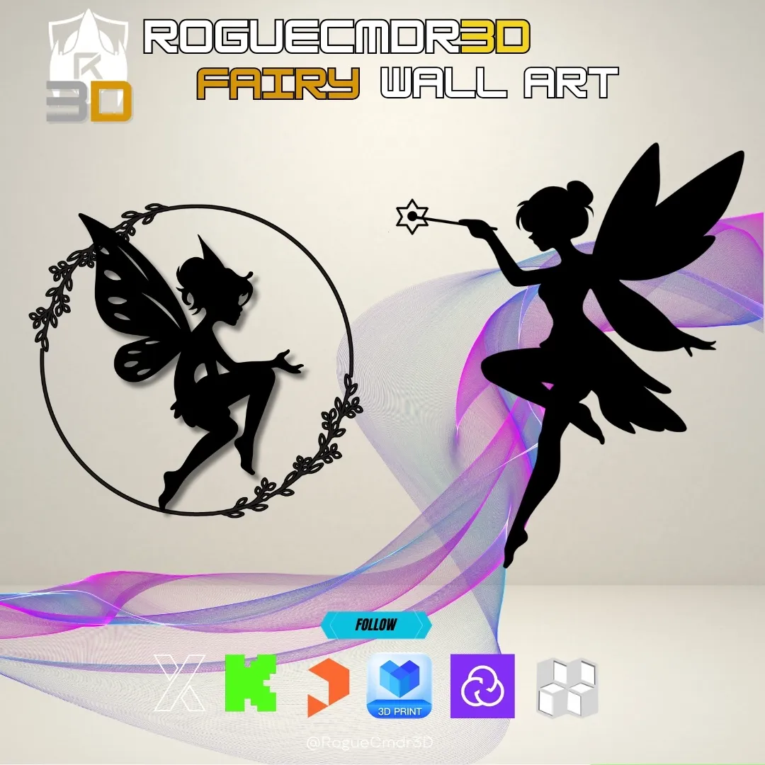 Whimsical Fairy Silhouette Wall Art – 3D Printable Design
