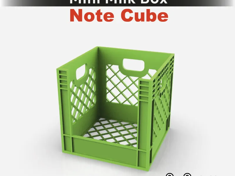 Porta note vintage a forma di mini cassa del latte | Scrivania stampabile in 3D