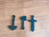 Minecraft keychain with a sword, pickaxe, and axe-1