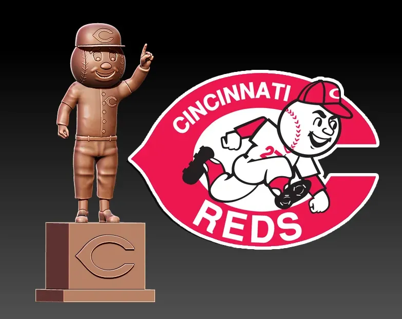 MLB - Statue de la mascotte Mr RED - Cincinnati Reds - Impression 3d
