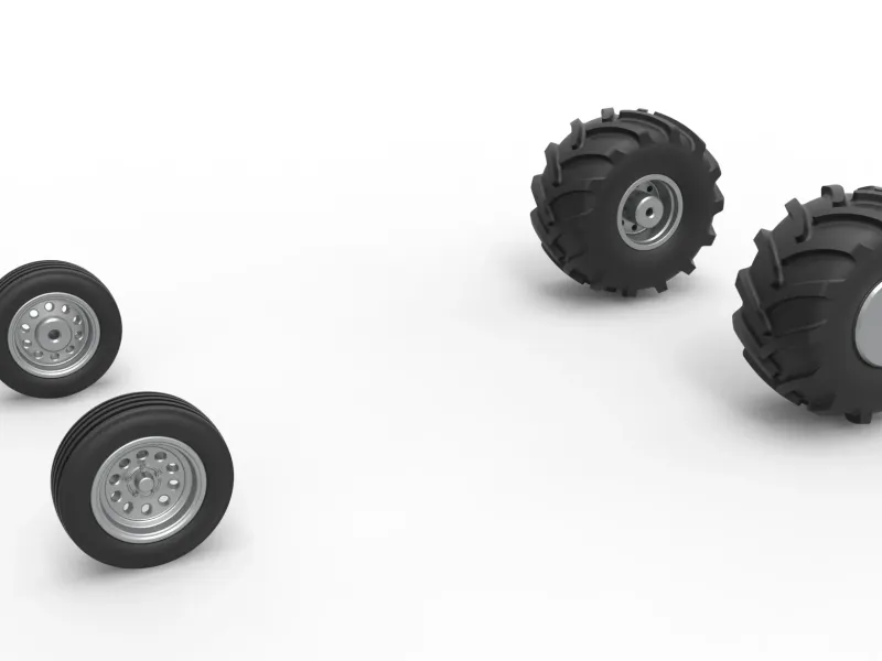 Wheel set of Vintage 2wd Pulling truck Scale 1:25