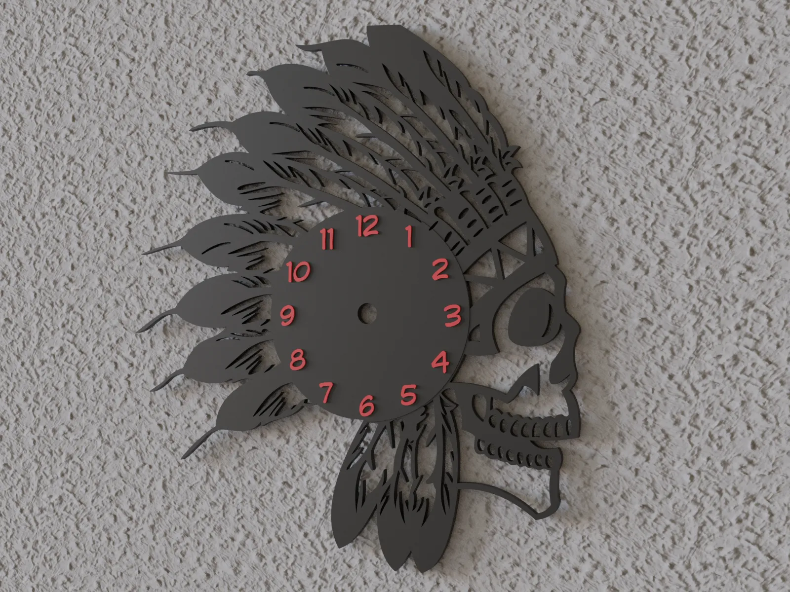 apachen-Totenkopf Vinyl-Wanduhr