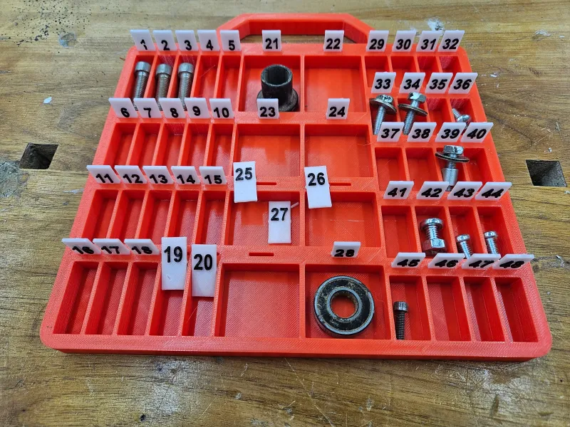 Disassembly Tray - with removeable labels