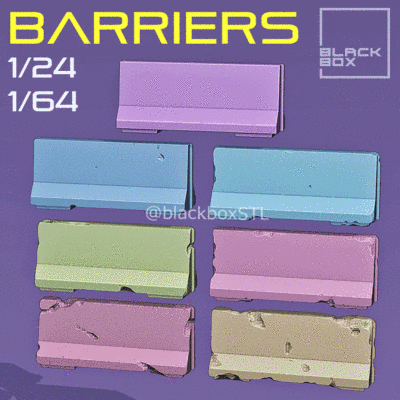 CONCRETE BARRIER DIORAMA PARTS 1-24 1-64TH SCALE 3d model