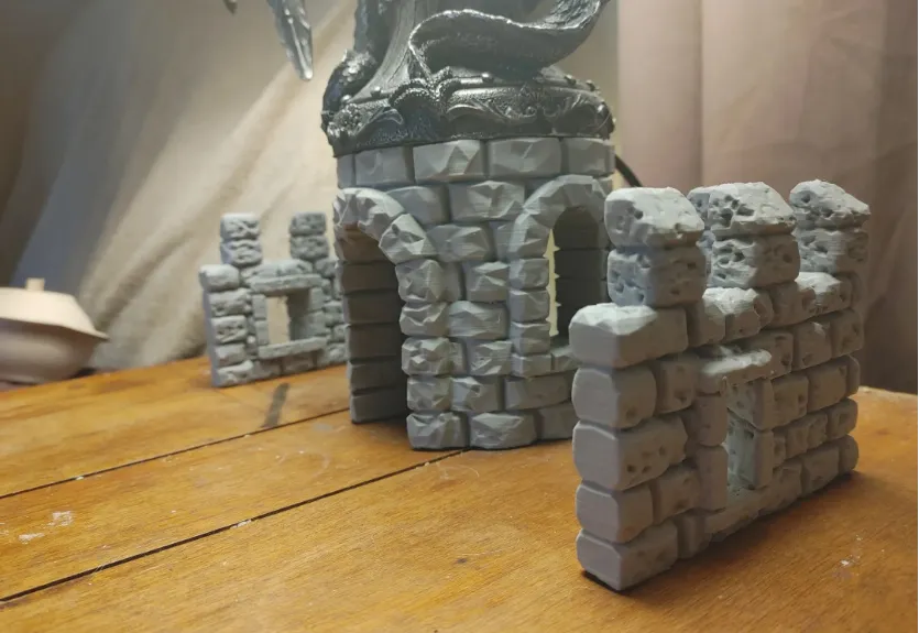 3D Printer Files | 3MF File | Castle entrance and walls attached Lamp ...