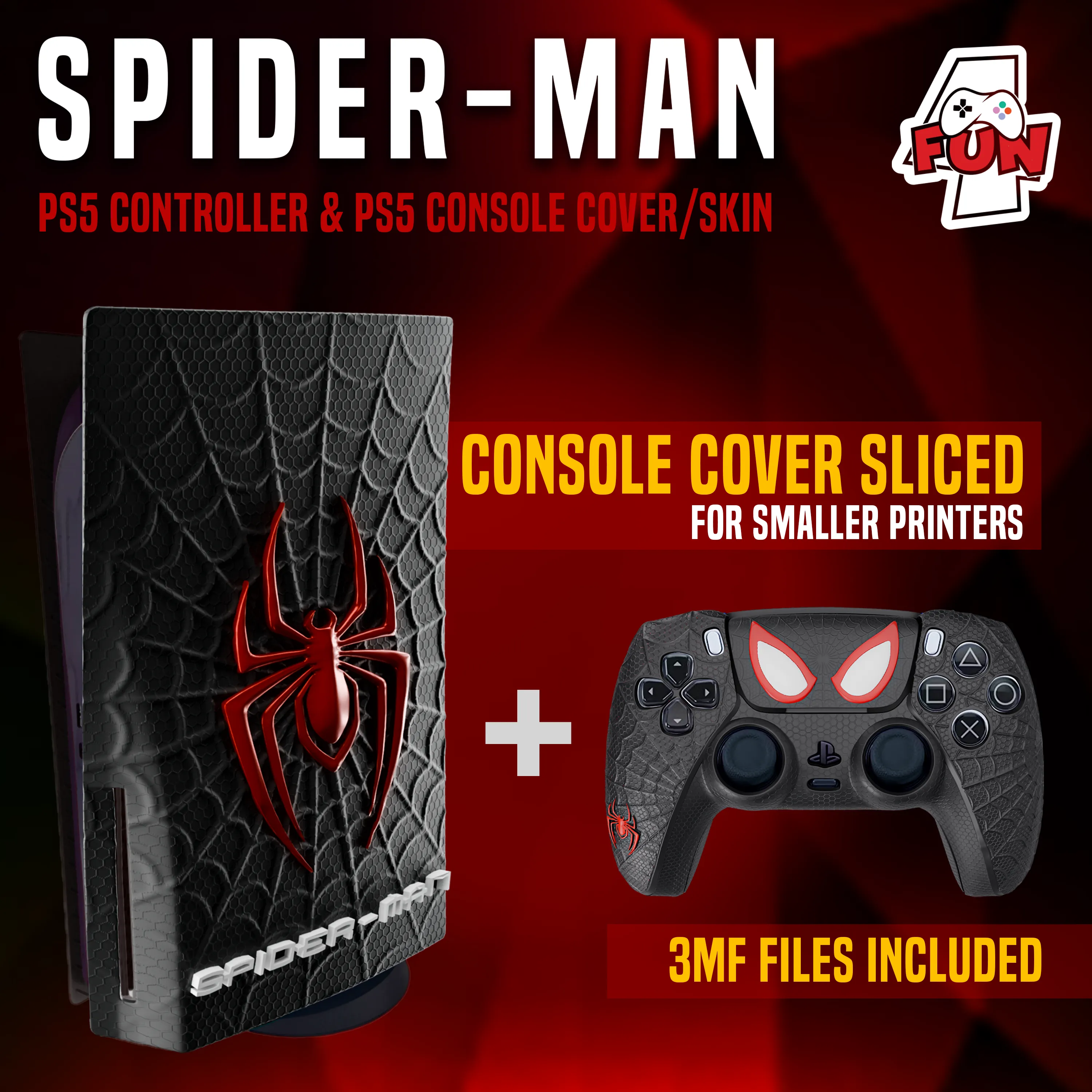 Spider-man PS5 Controller and PS5 Cover for console