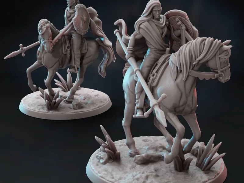 Horse Master | Spear & Shield Mounted 32mm Tabletop Mini