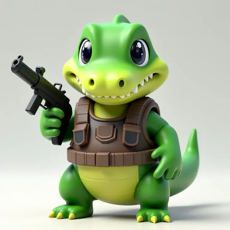 cute alligator with a gun