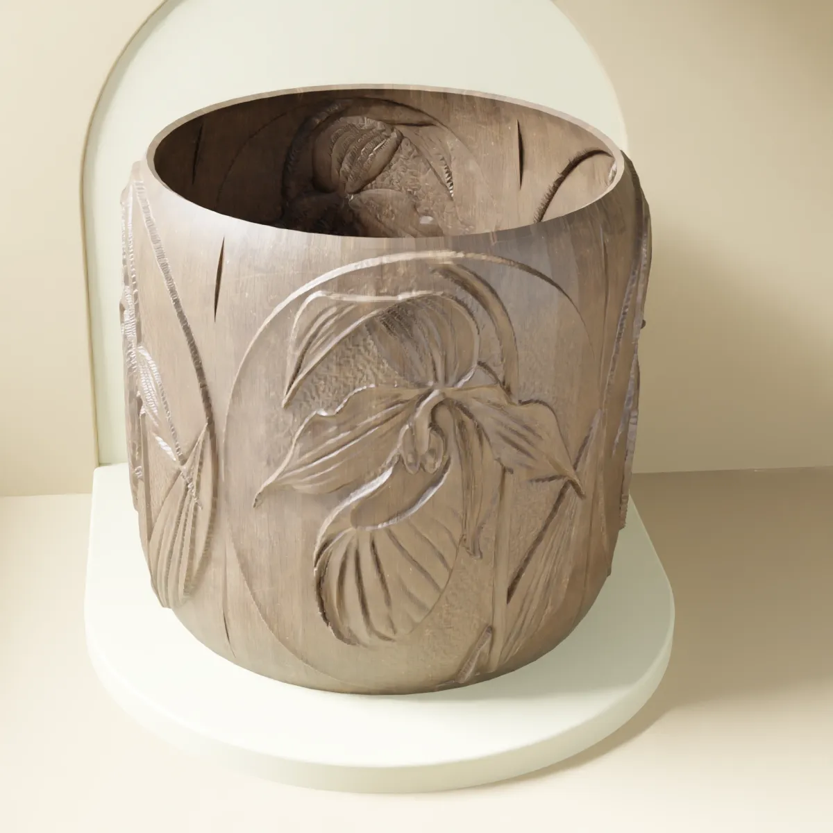 Lady Slipper in Relief Planter/Pot/Bowl 3D models download Creality