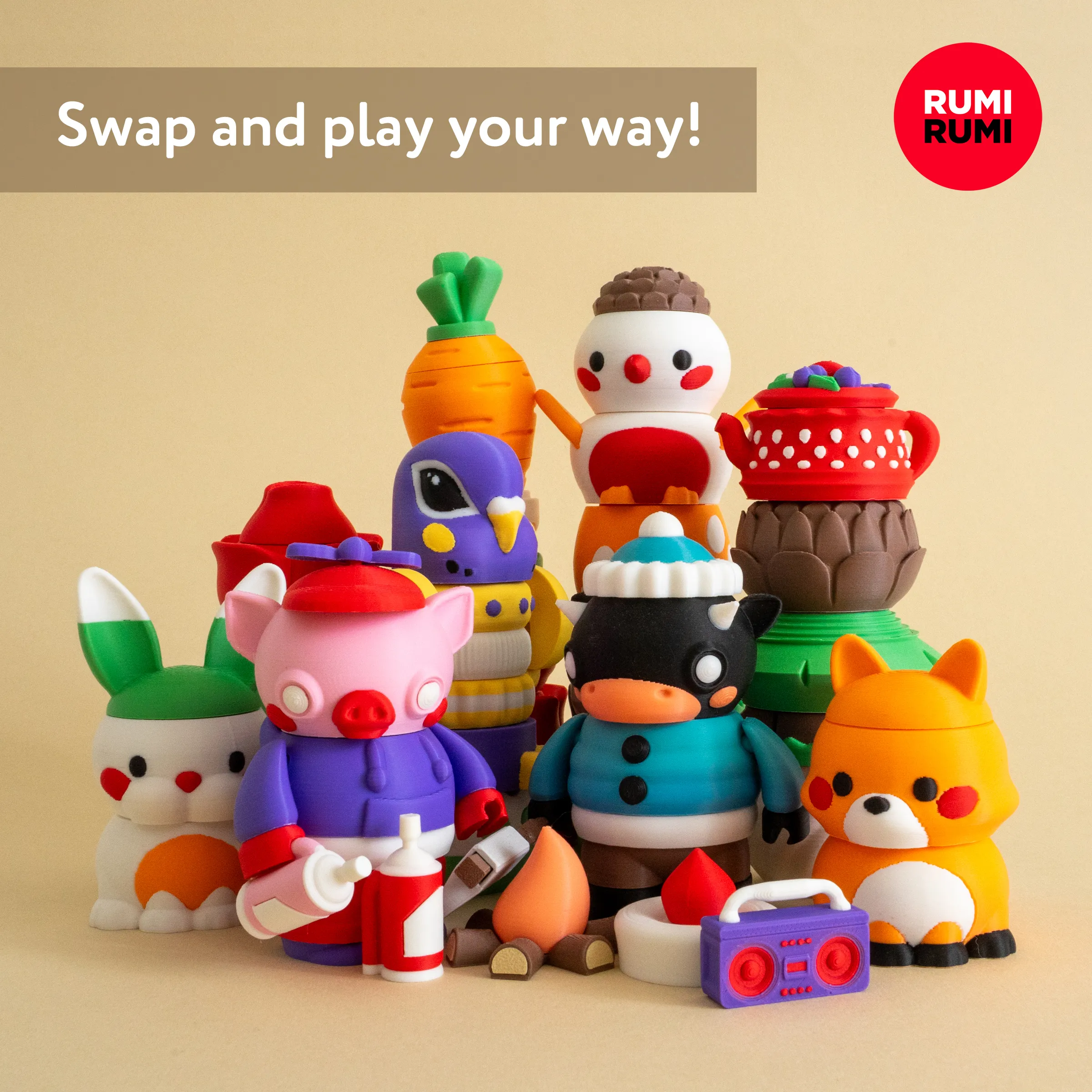 Forest Stackable Rumi Blocks Set with Fox