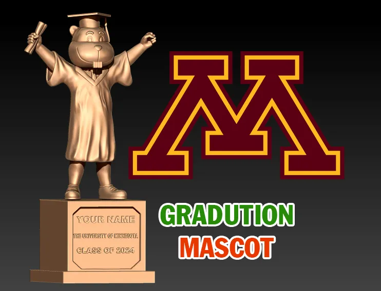 GRADUTION MASCOT MINNESOTA UNIVERSITY MASCOT STATUE - 3D PRI