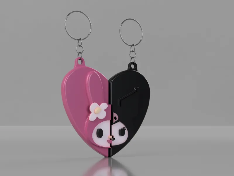 KUROMI AND MELODY MATCHING KEYCHAINS