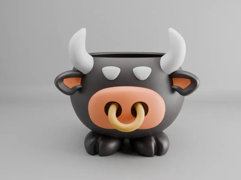 Bull flower pot planter pencil holder STL