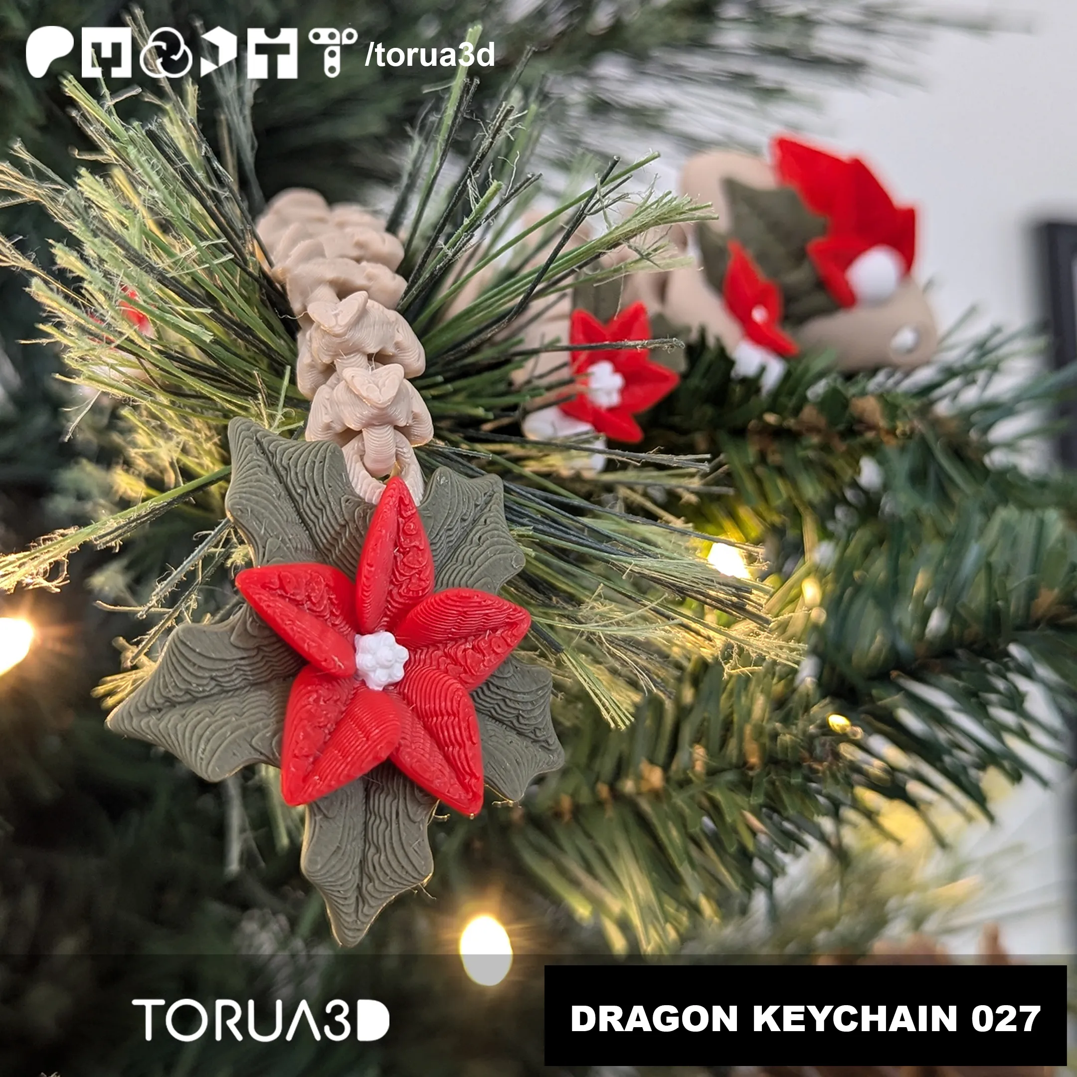 Articulated Christmas Dragon Keychain 027 - 3mf - STL