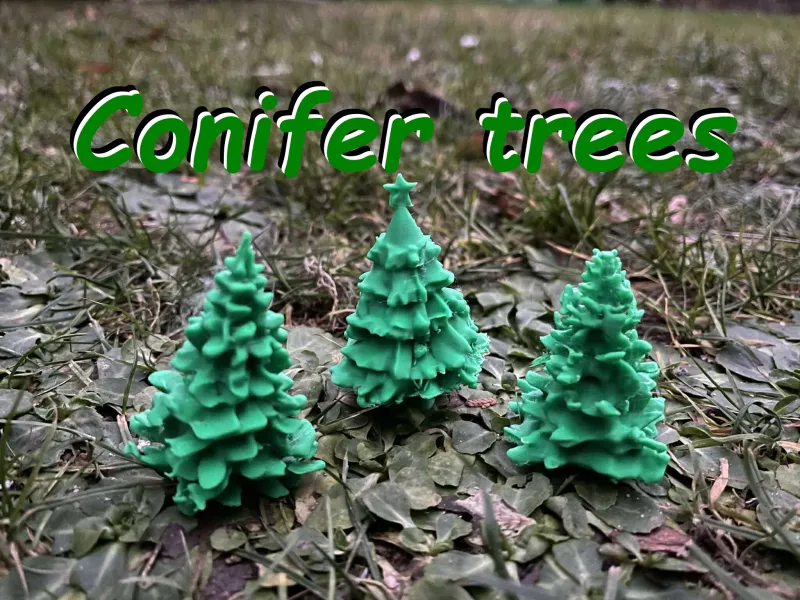 Diorama de árvores coníferas