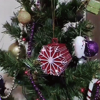 Ornamenti per albero con scatola ad anelli con fiocco di neve