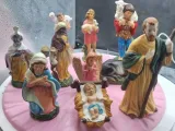 10 figurines baby jesus,mary,joseph,donkey wise man 1 AND 2-3