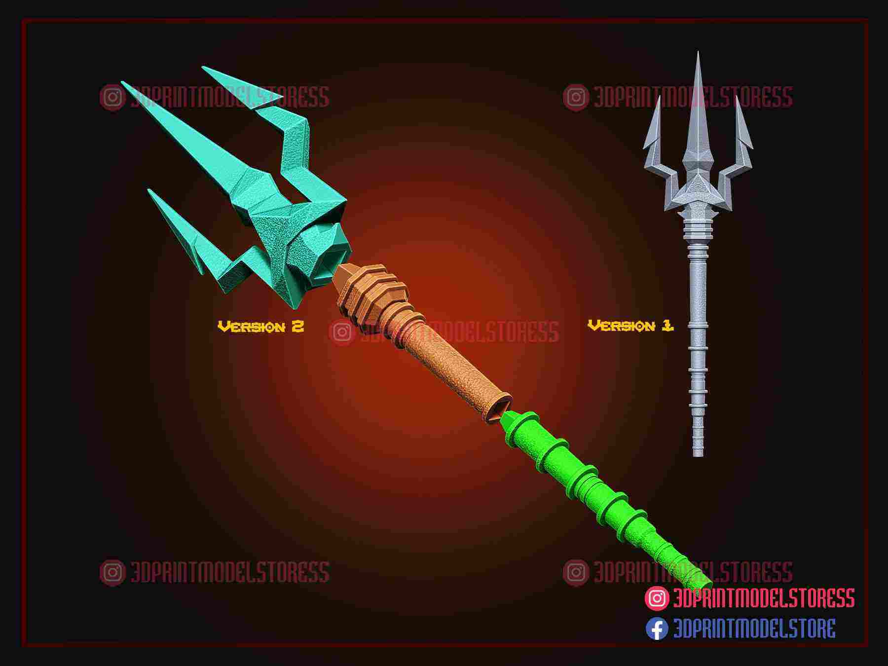 Aquaman Trident STL files - Cosplay Weapon 3D model 3D printable