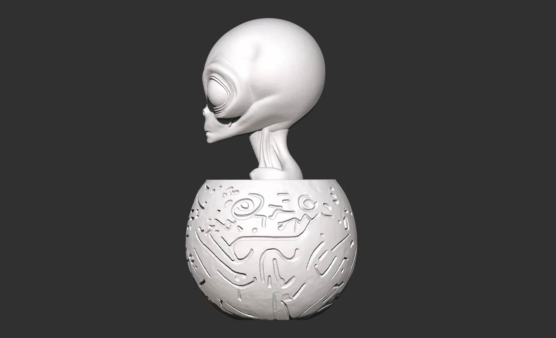 3D Printer Files | 3MF File | Gray Alien in Bowl | Creality Cloud