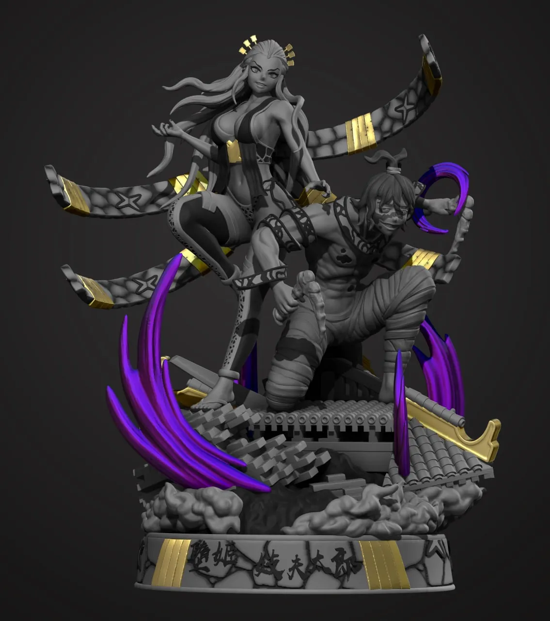 GYUTARO E DAKI - DEMON SLAYER - MODELO DE IMPRESSÃO 3D | 3D models ...