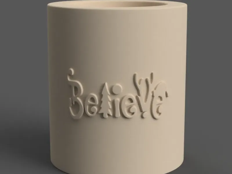Christmas candle holder with believe relief smooth version