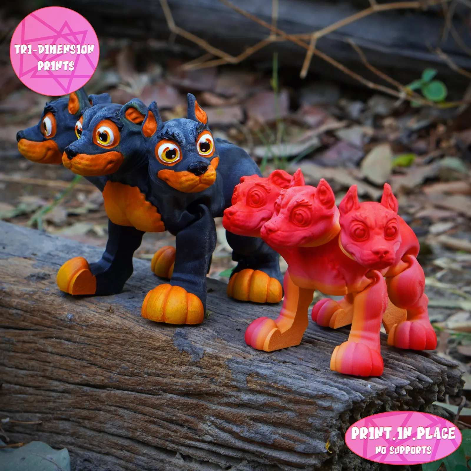 Print In Place Cute Flexi Cerberus Dog
