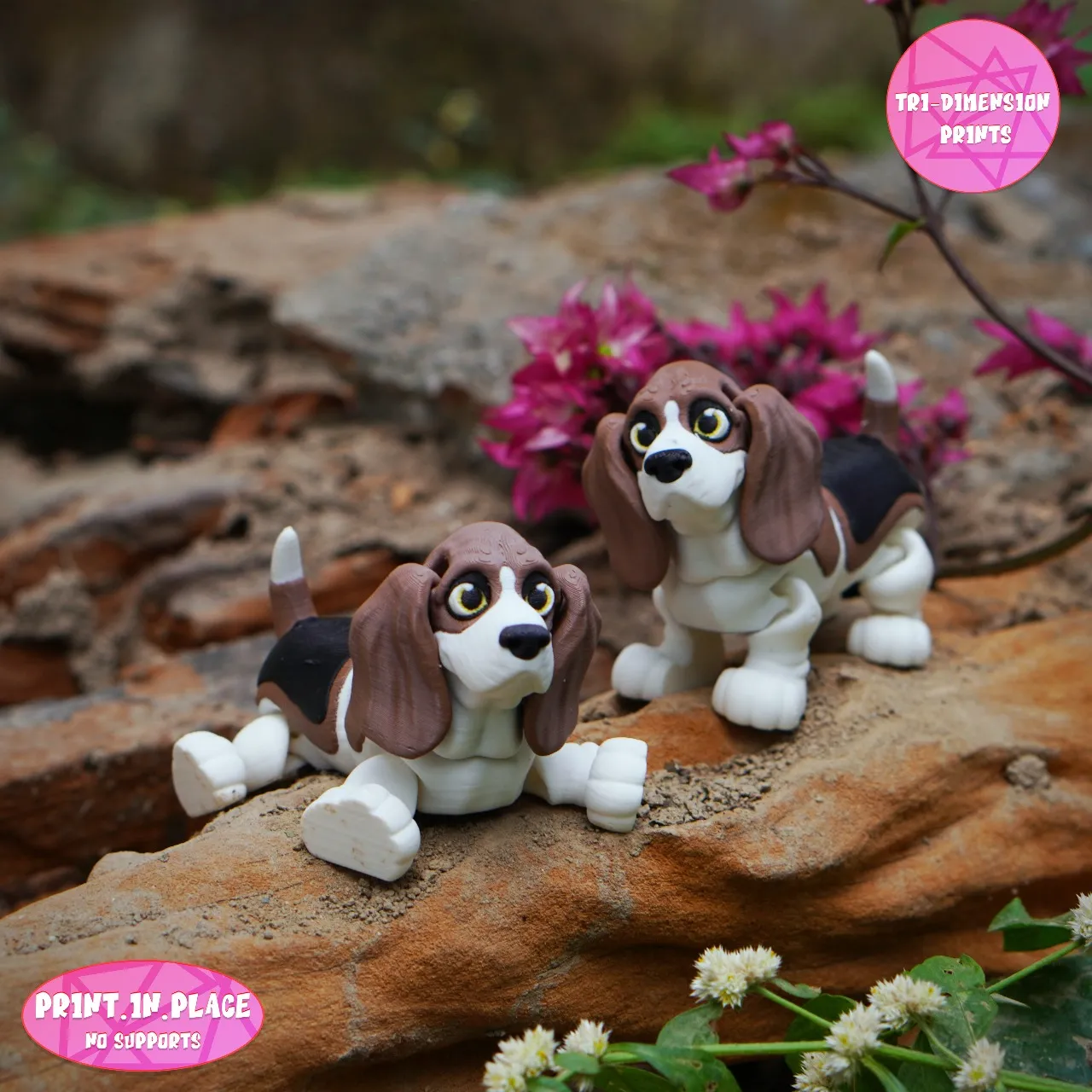 Print In Place Cute Flexi Basset Hound Dog