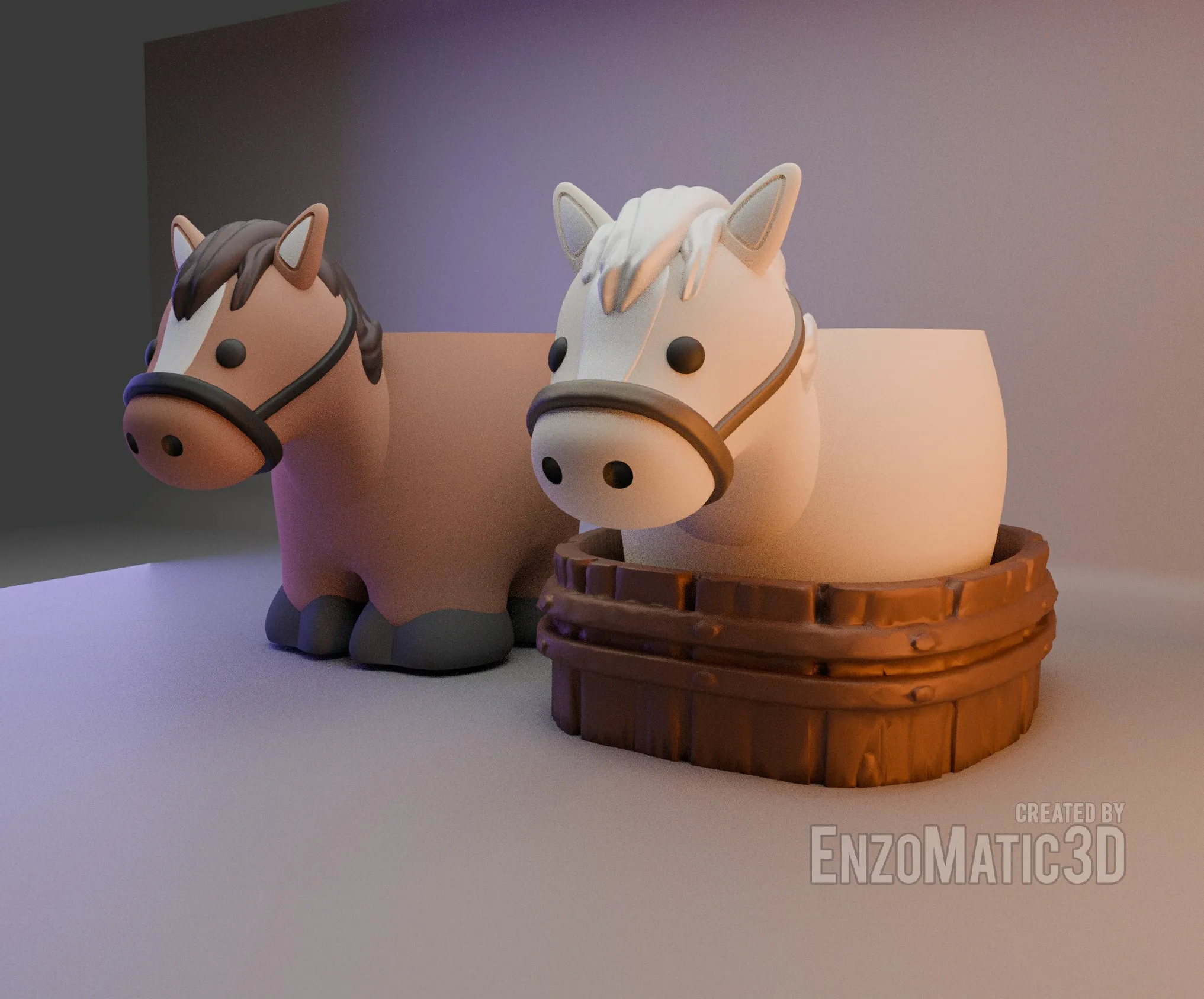 Horse - flower pot planter, pencil holder - 3mf stl