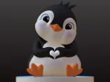 ハートを持ったかわいいペンギン-0