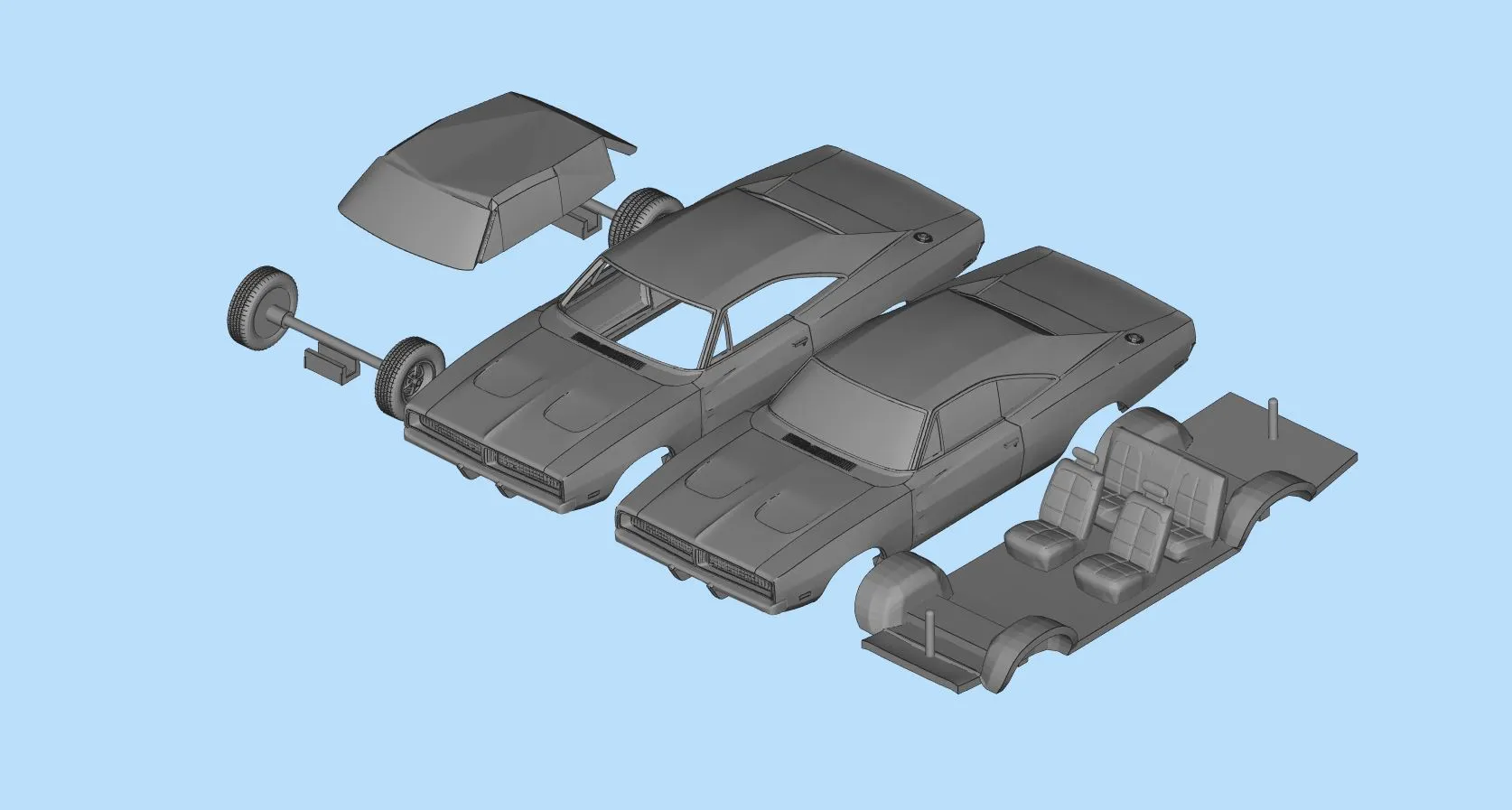 Musclecar Charger dodge 3d print model toy Car STL File
