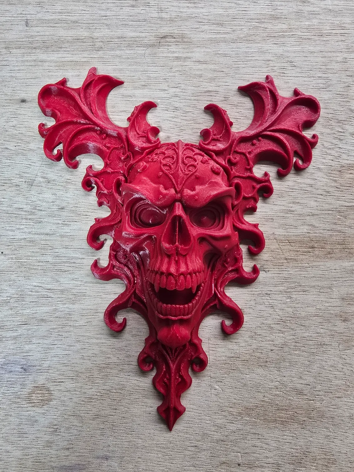 Infernal Skull Bas-Relief – Gothic Wall Accent-0