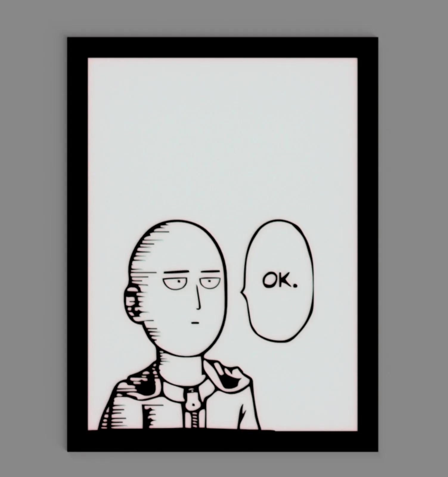 Saitama "OK" Meme Wall Art - Two-Color 3D Print Model