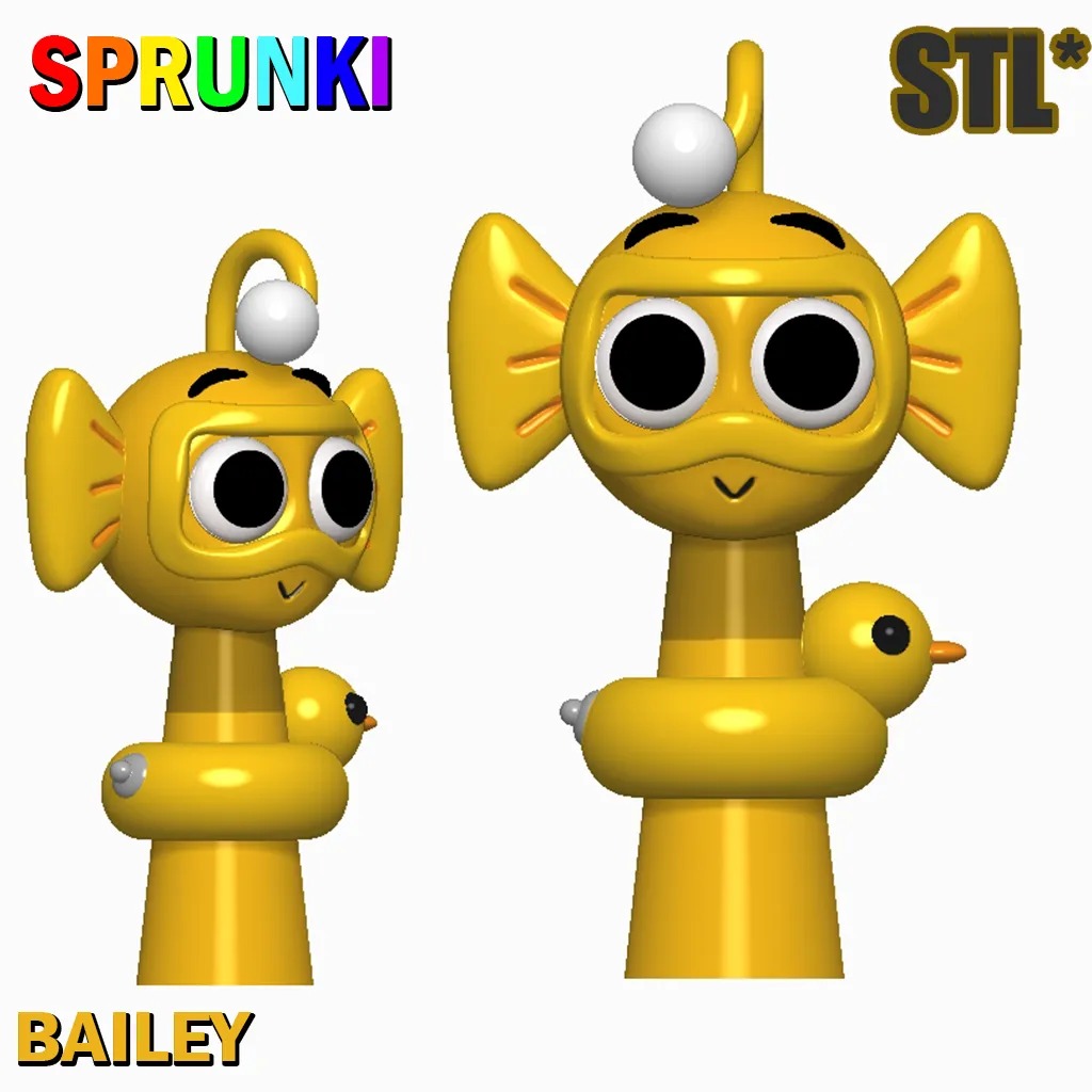 Sprunki Incredibox B Bailey STL 3D Model Character Fanart