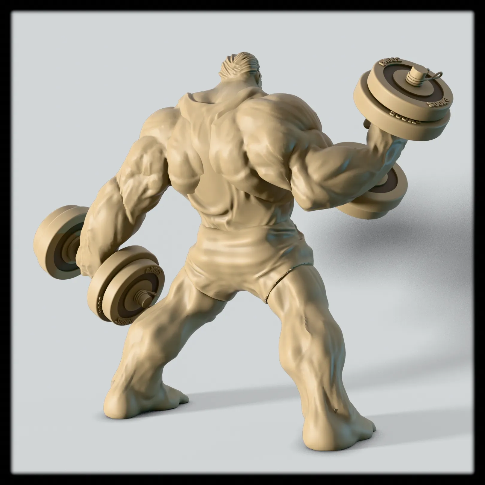 Hulk Gym Workout 3D Model - Weightlifting Superhero Figurine
