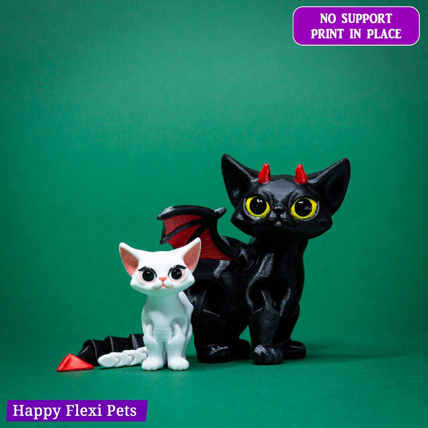 Malacoda the demon cat - articulated toy by Happy Flexi pets