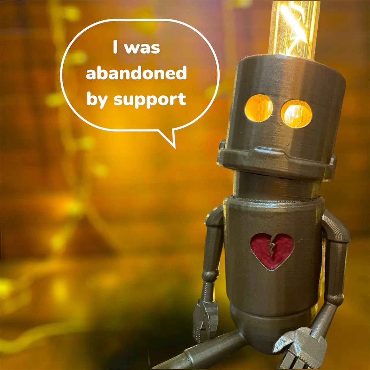 Sad robot lamp