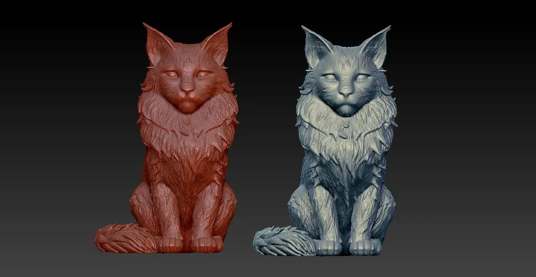 Maine Coon cat model - Maine cat statue - 3D print