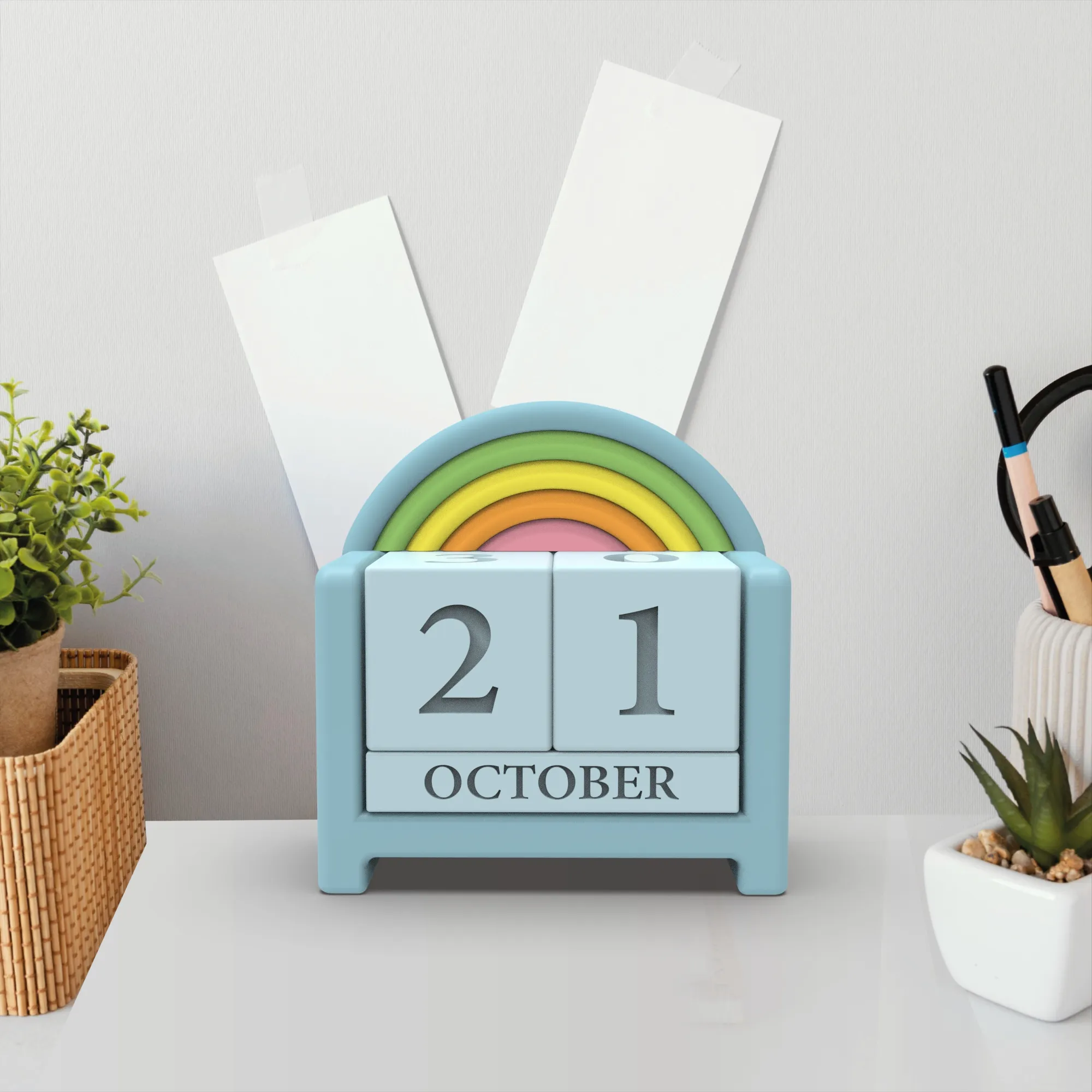 Rainbow Perpetual Desk Calendar, Small Block Calendar