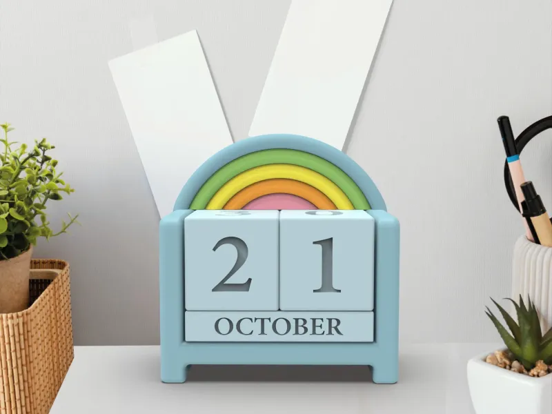 Rainbow Perpetual Desk Calendar, Small Block Calendar