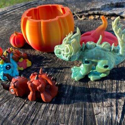 Pumpkin Dragons and big hallow pumpkin 3d model
