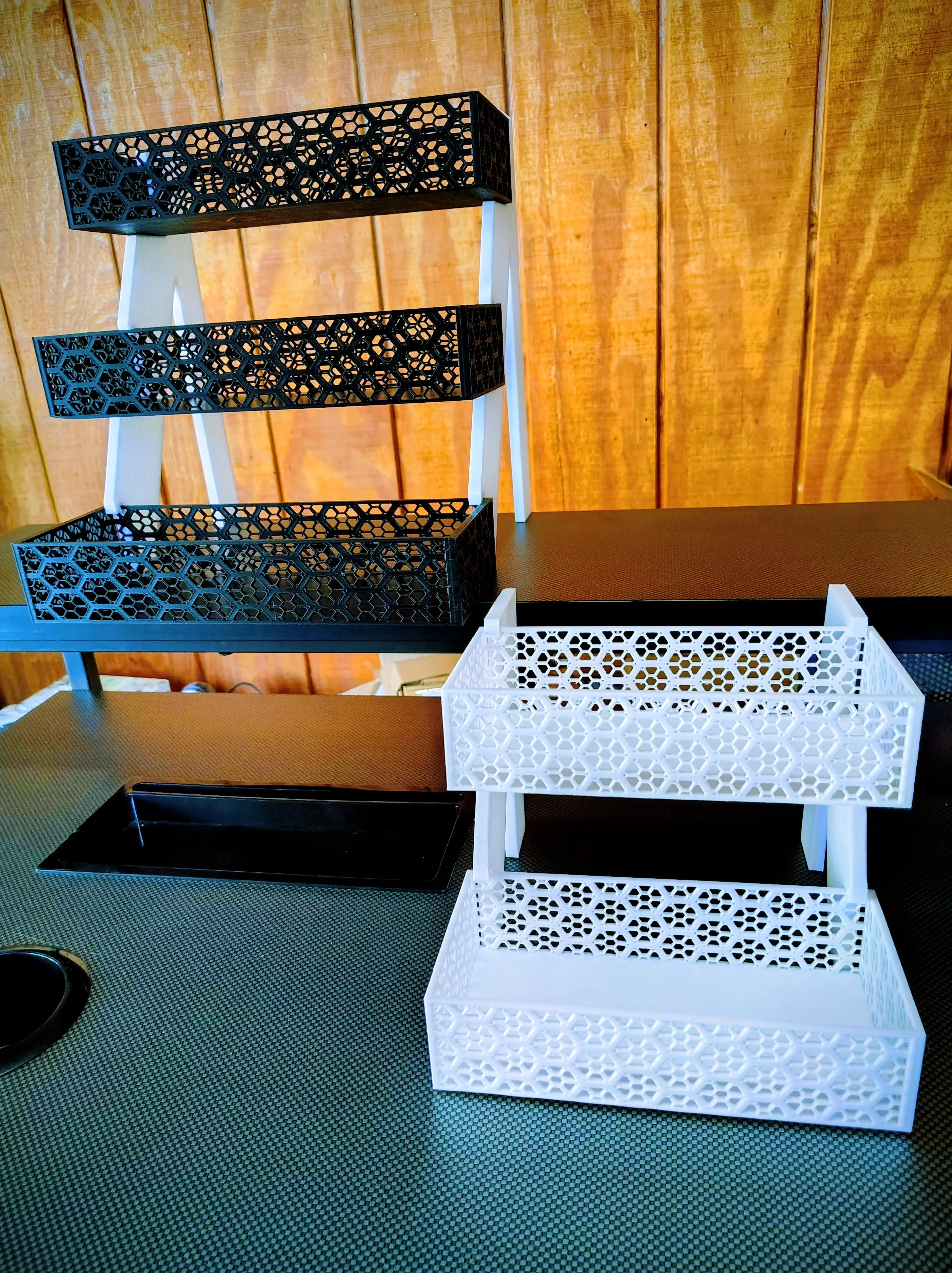 3 Tiered and 2 Tiered Geometric Lattice Display Shelf-2