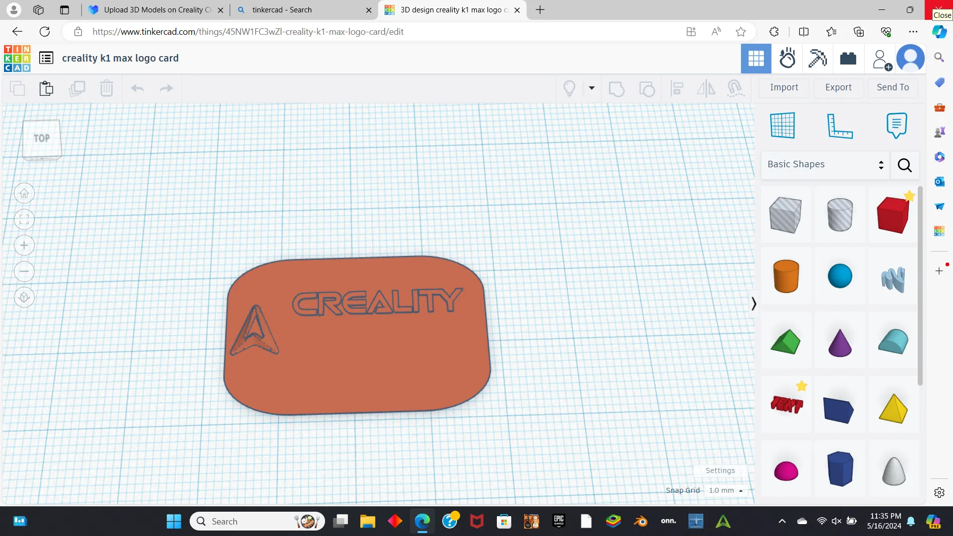 personalized creality logo card. (with free extra model!)