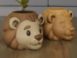 Cute Chibi Lion Planter and Desk Organizer STL 3D Model-7