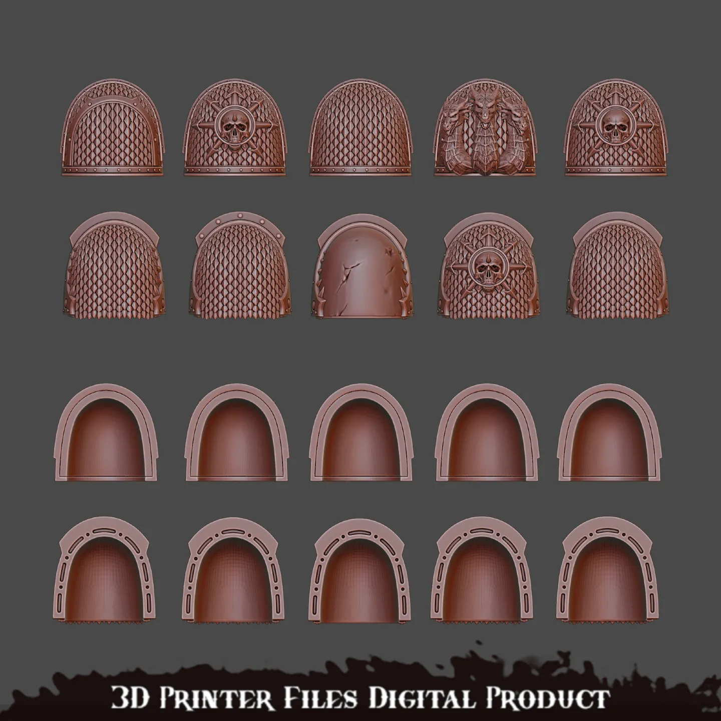 Space Marines Alpha Legion Shoulder Pads (Pre-supported)